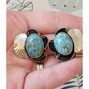Vintage Silver & Turquoise Navajo Clip On Earrings